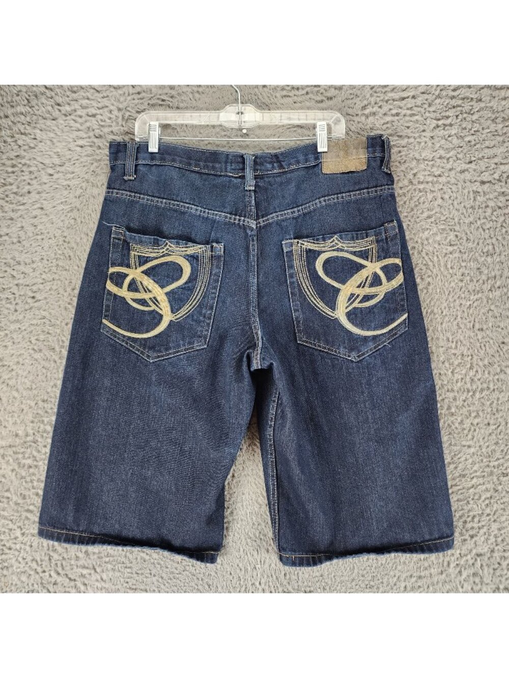 Corked Shorts Mens 38 Blue Cotton Denim Baggy Y2K Loose Fit